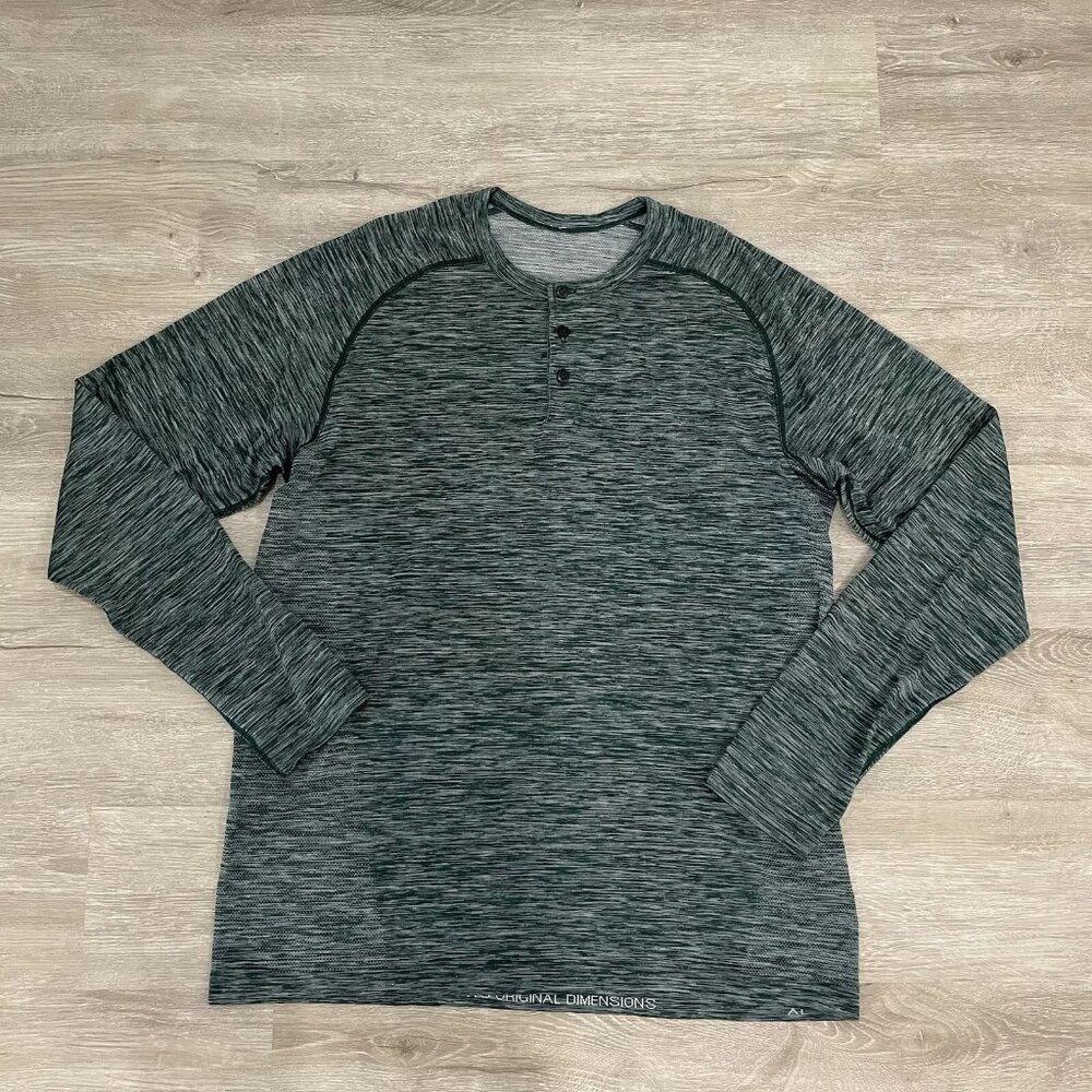 Lululemon Mens Metal Vent Tech Long Sleeve Henley Shirt Heathered Gray Size XL